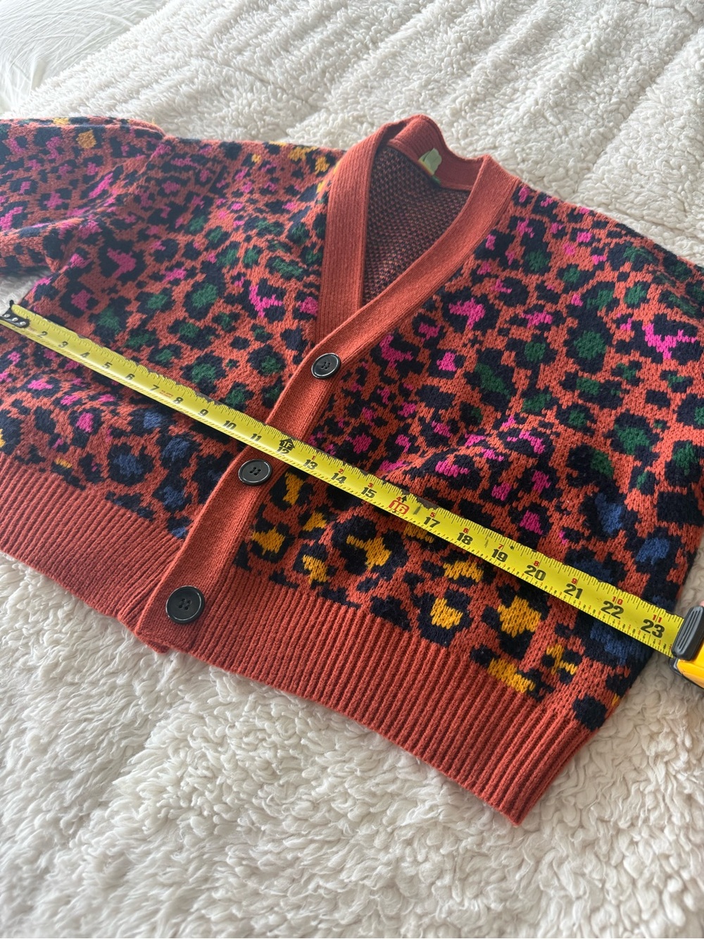 FARM RIO Rust Multicolor Leopard Print Button Cardigan - Picture 9 of 15